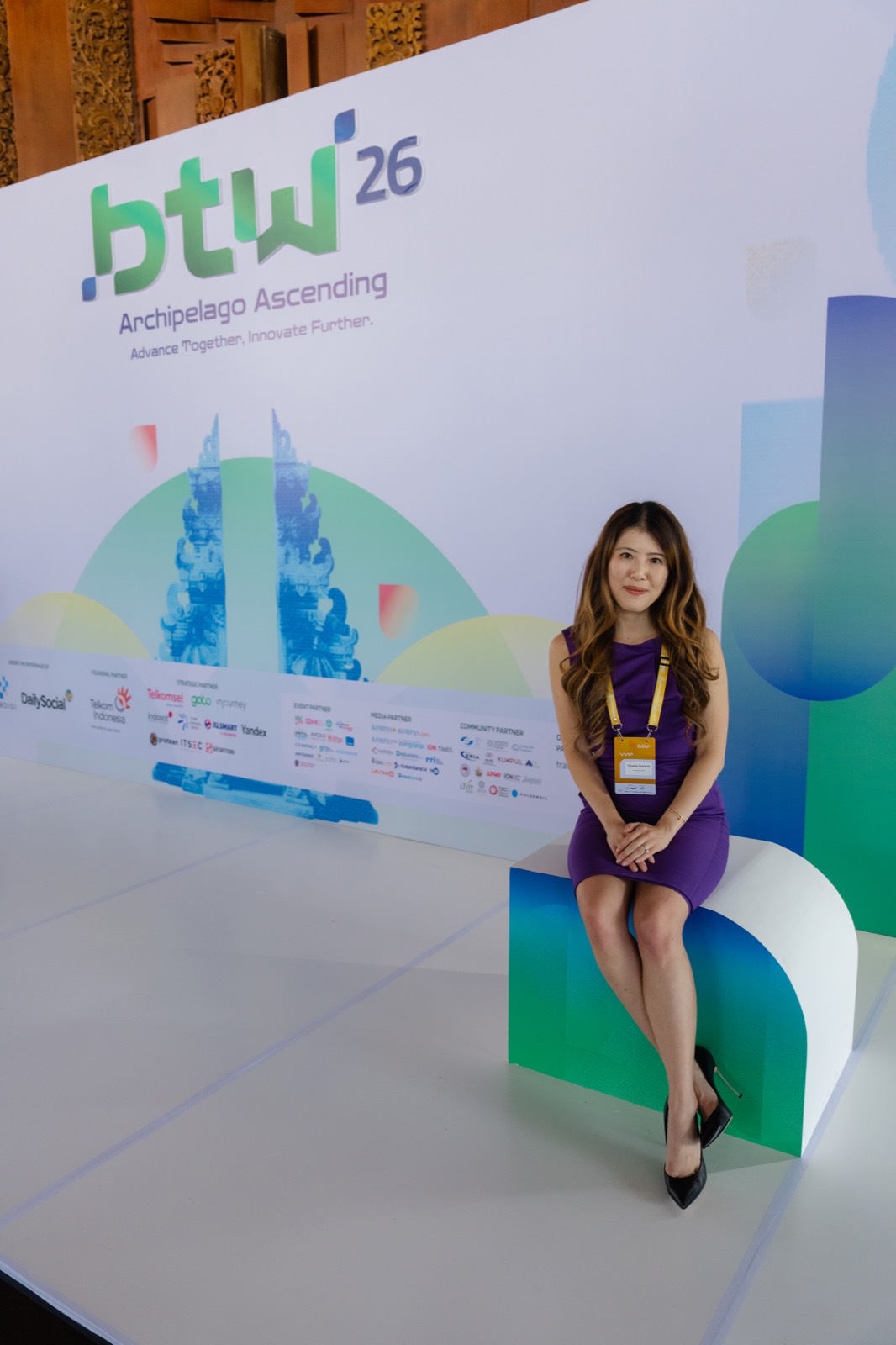 Claudia Natasia at the Bali Tech Week 2026 “Archipelago Ascending” backdrop